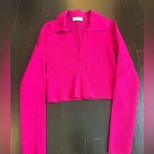 Babaton Fuchsia Ribbed Knit Top